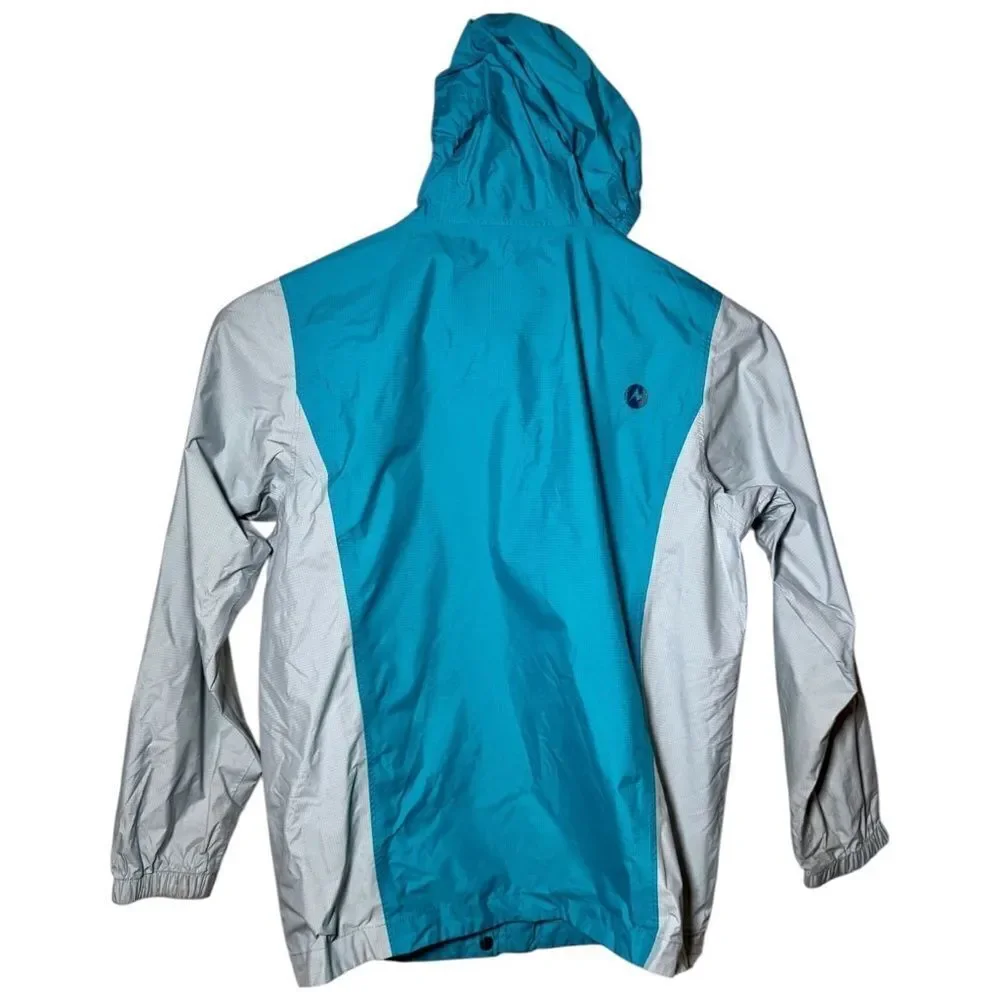 Marmot‎ PreCip Eco Rain Jacket Waterproof Hooded Full Zip Blue Girls Medium
